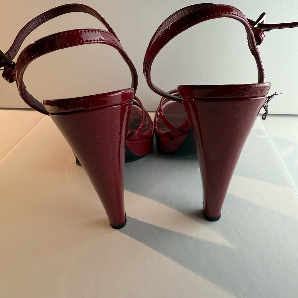Prada Women's Cherry Red Strappy Heels - Picture 4 of 6